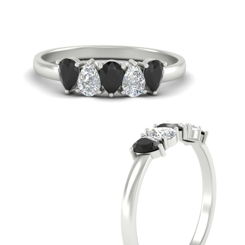 0.75 Carat 5 Stone Wedding Band Diamond Teardrop