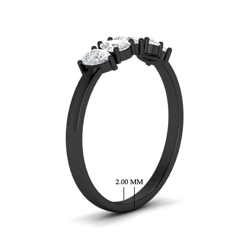 0.75 Carat 5 Stone Wedding Band Diamond Teardrop