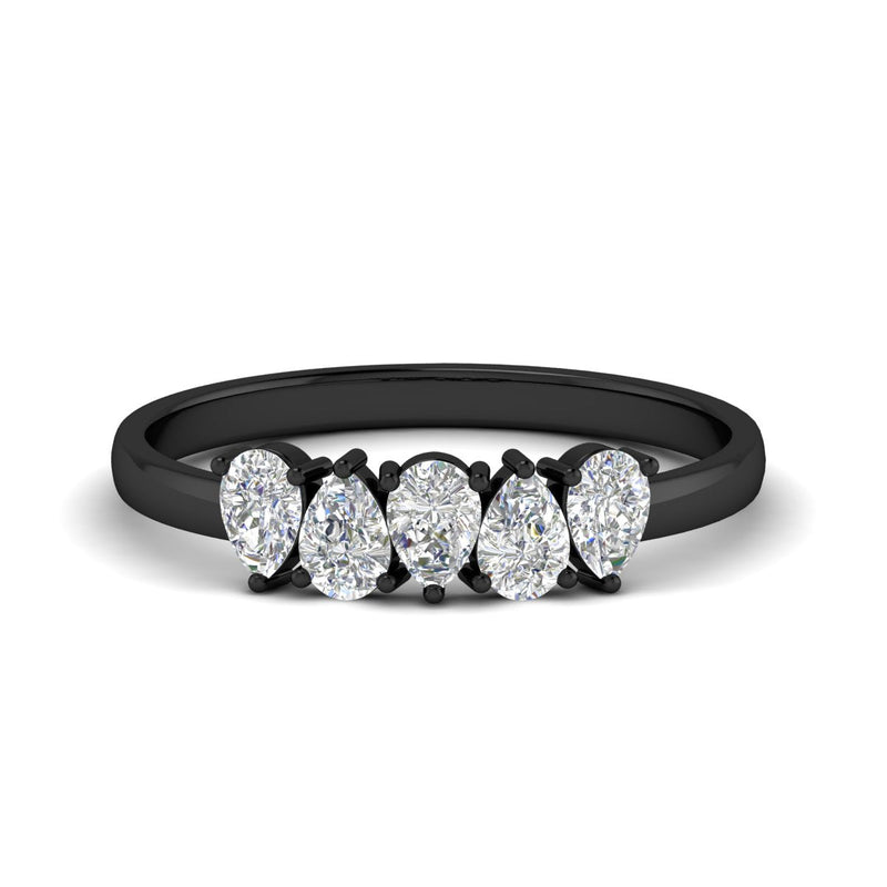 0.75 Carat 5 Stone Wedding Band Diamond Teardrop