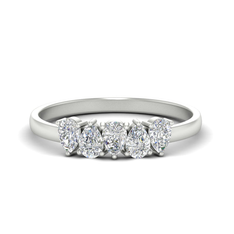 0.75 Carat 5 Stone Wedding Band Diamond Teardrop