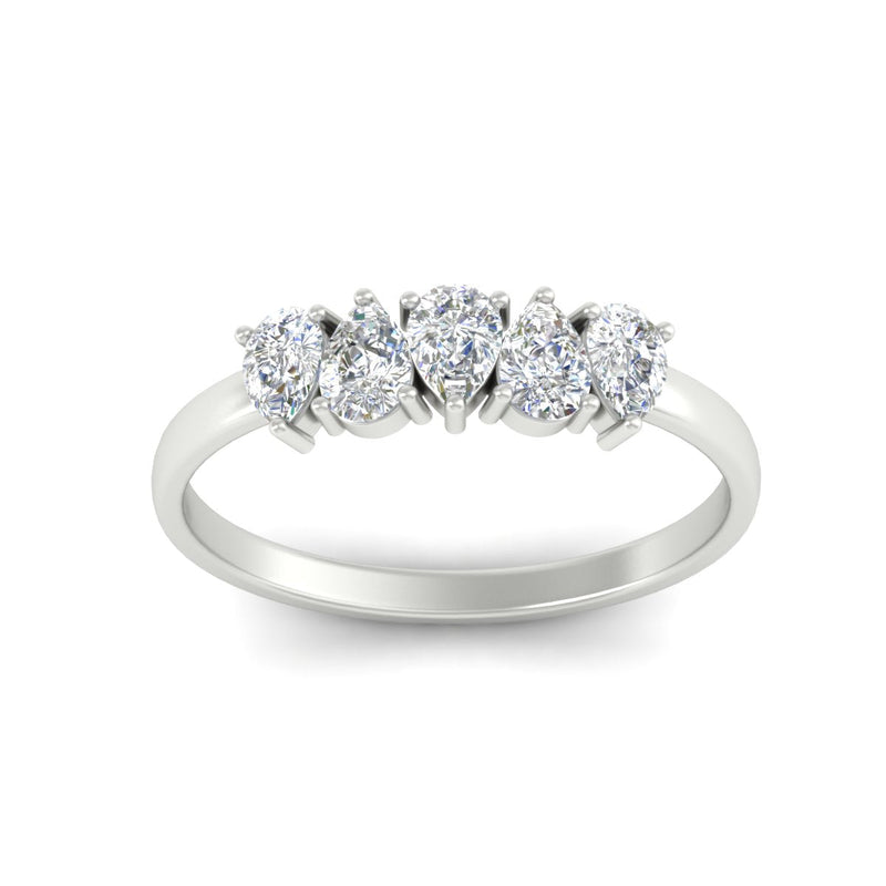 0.75 Carat 5 Stone Wedding Band Diamond Teardrop