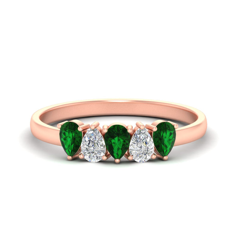0.75 Carat 5 Stone Wedding Band Diamond Teardrop