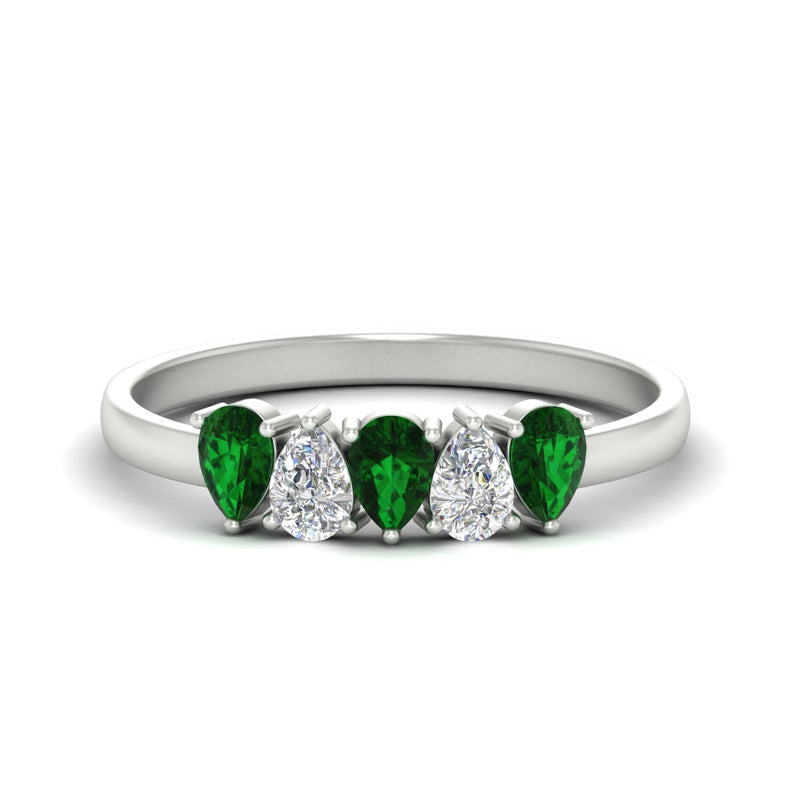 0.75 Carat 5 Stone Wedding Band Diamond Teardrop