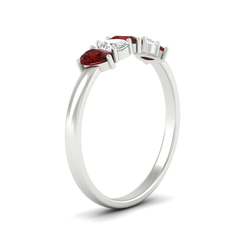 0.75 Carat 5 Stone Wedding Band Diamond Teardrop