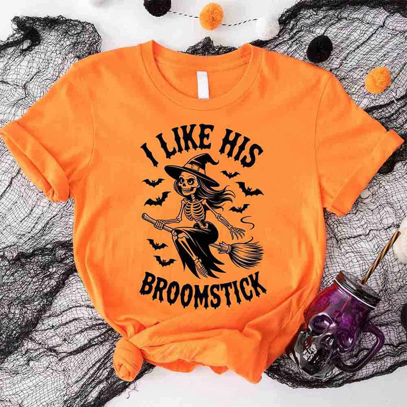 I Like Her Pumpkins & His Broomstick Shirts | Funny Matching Halloween Couple T-Shirts