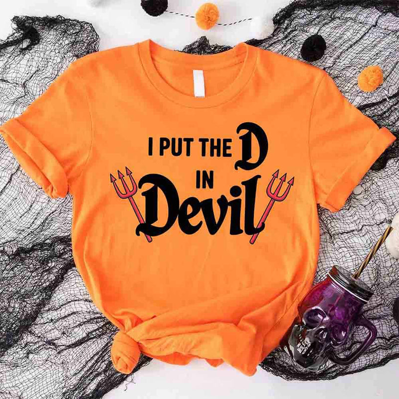 I Put the D in Devil Shirts For Couples Funny Matching Him & Her Halloween T-Shirts