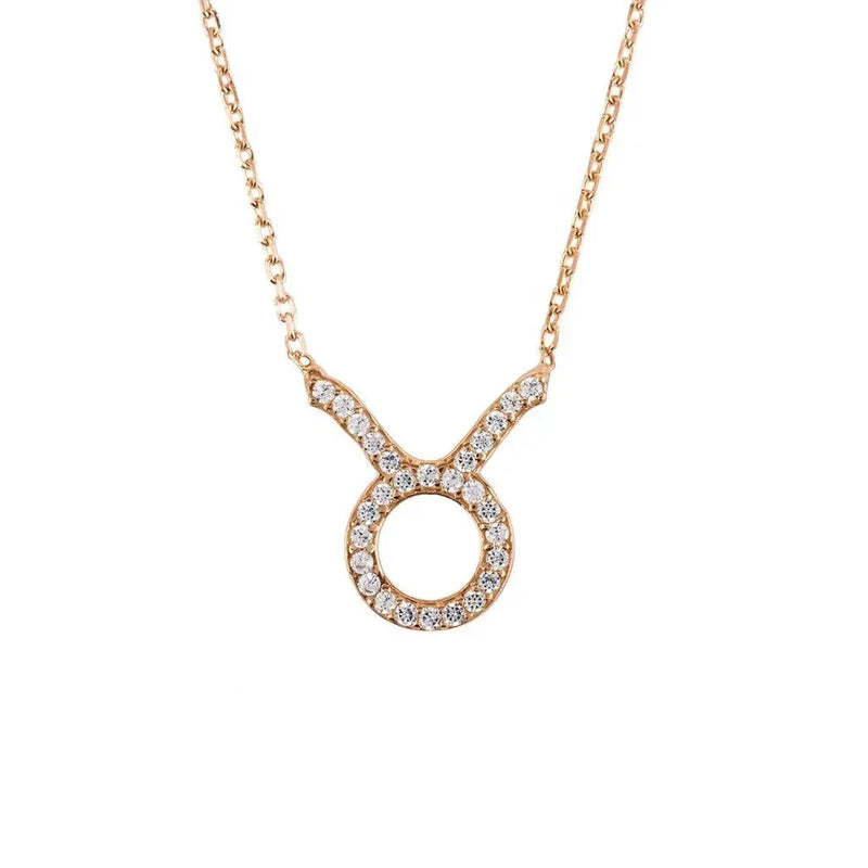 Zodiac Star Sign Pendant Necklace Rose Gold Taurus