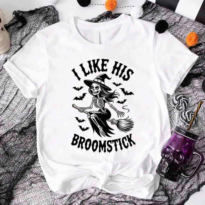 I Like Her Pumpkins & His Broomstick Shirts | Funny Matching Halloween Couple T-Shirts