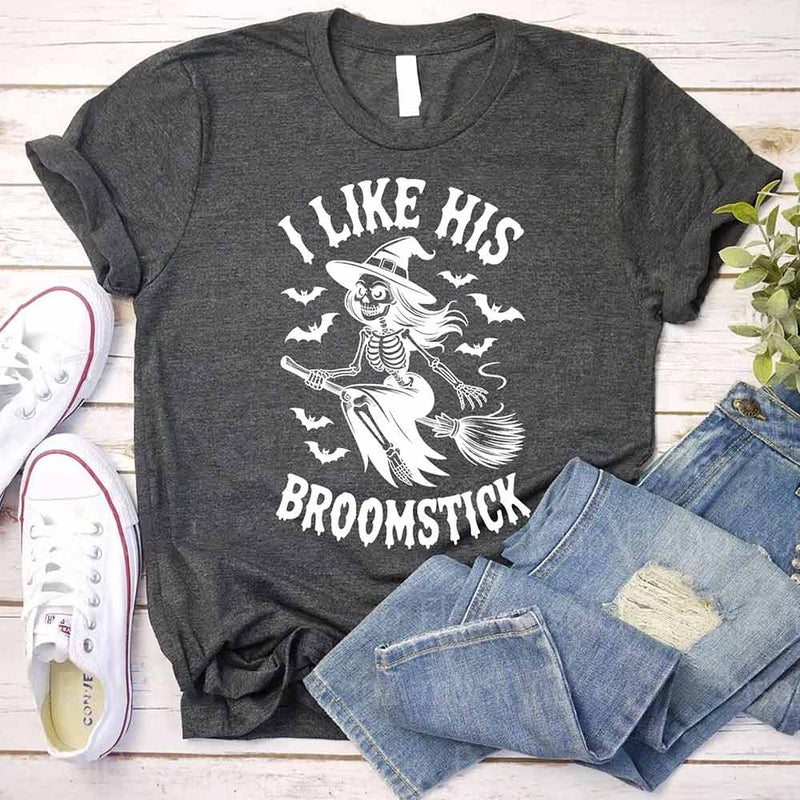 I Like Her Pumpkins & His Broomstick Shirts | Funny Matching Halloween Couple T-Shirts