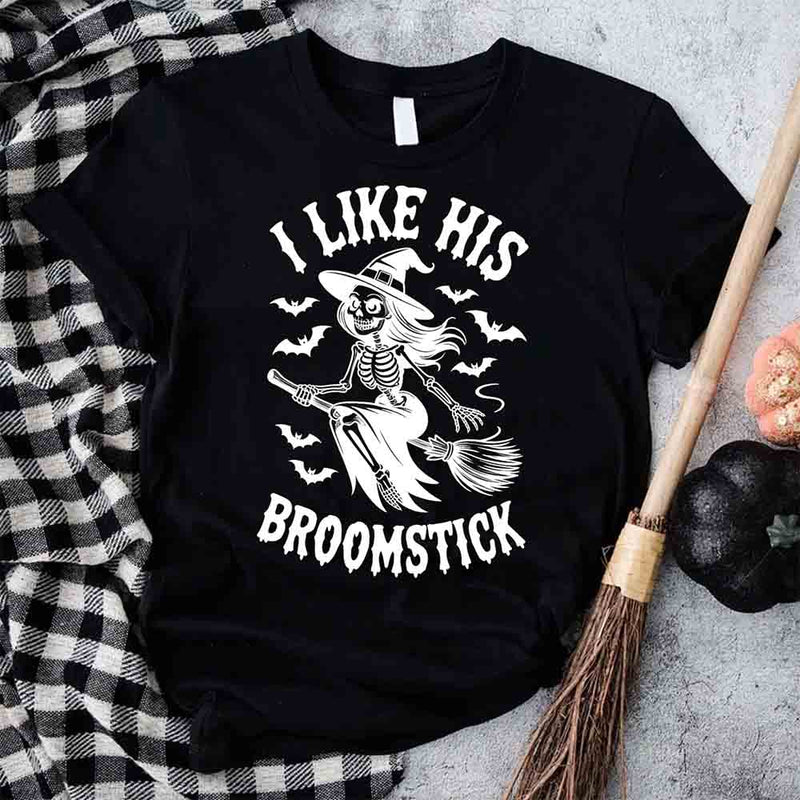 I Like Her Pumpkins & His Broomstick Shirts | Funny Matching Halloween Couple T-Shirts