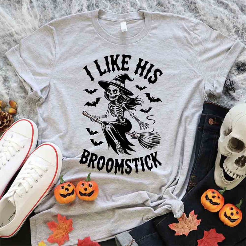 I Like Her Pumpkins & His Broomstick Shirts | Funny Matching Halloween Couple T-Shirts