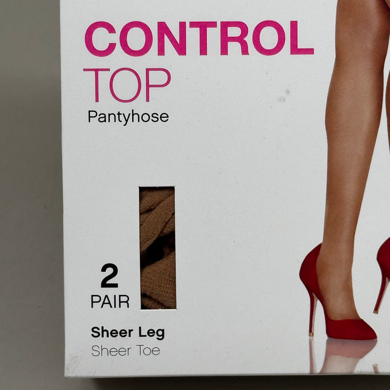 HANES (2 PACK, 2 PAIRS EACH ) Essentials Control Top Pantyhose Women's Sz A Nude