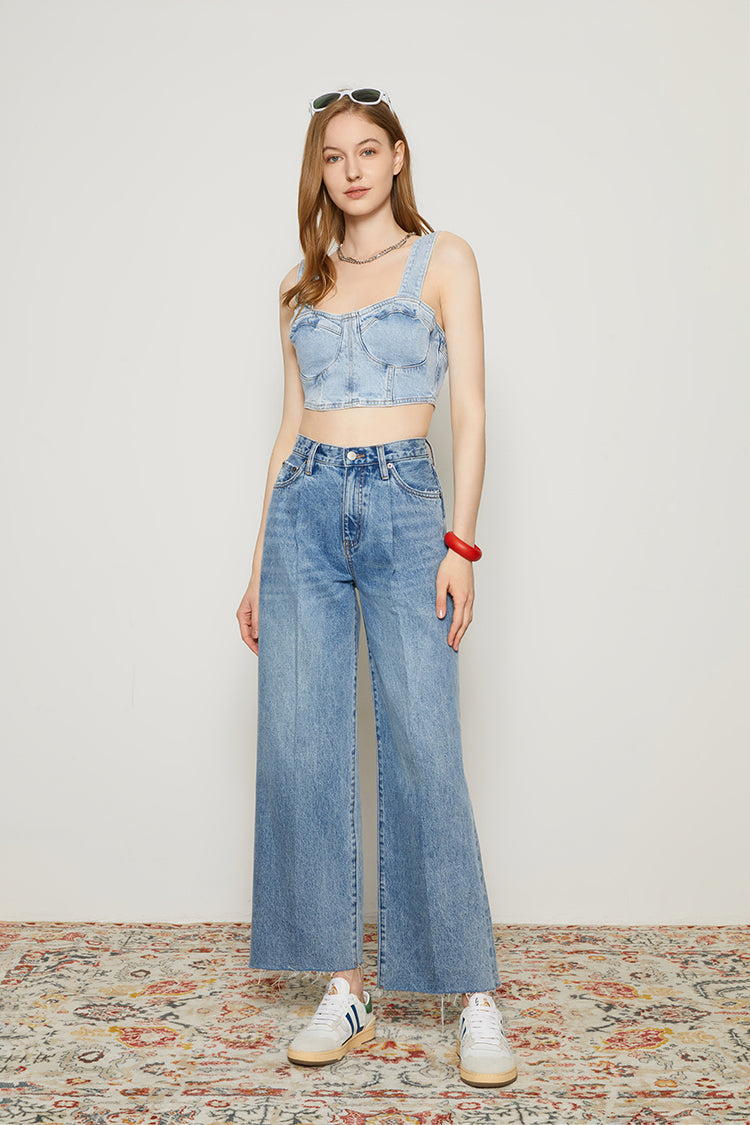 CHILL Pleat Straight Ankle Jeans HJ133 [FINAL SALE]