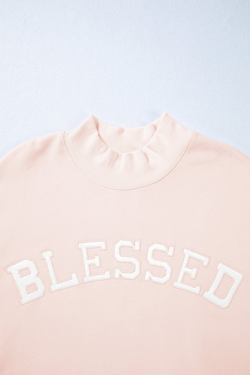 Blessed Embroidered Mock Sweatshirt