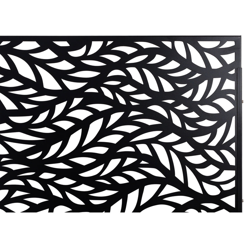 Outdoor & Indoor Privacy Screen Metal Privacy Screen, Freestanding Decorative Privacy Screen For Deck Balcony Patio - Black