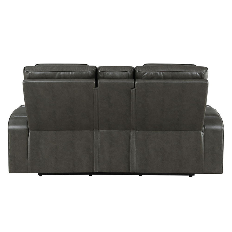 Taddeo - Power Motion Loveseat With Console, Speaker, USB, Wireless Charger & LED - Dark Gray