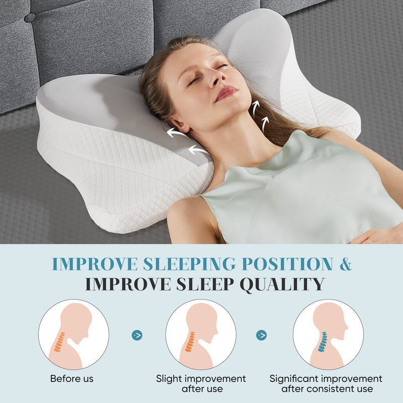 💤 Ergonomic Foam Neck Pillow – Neck Support & Spinal Alignment
