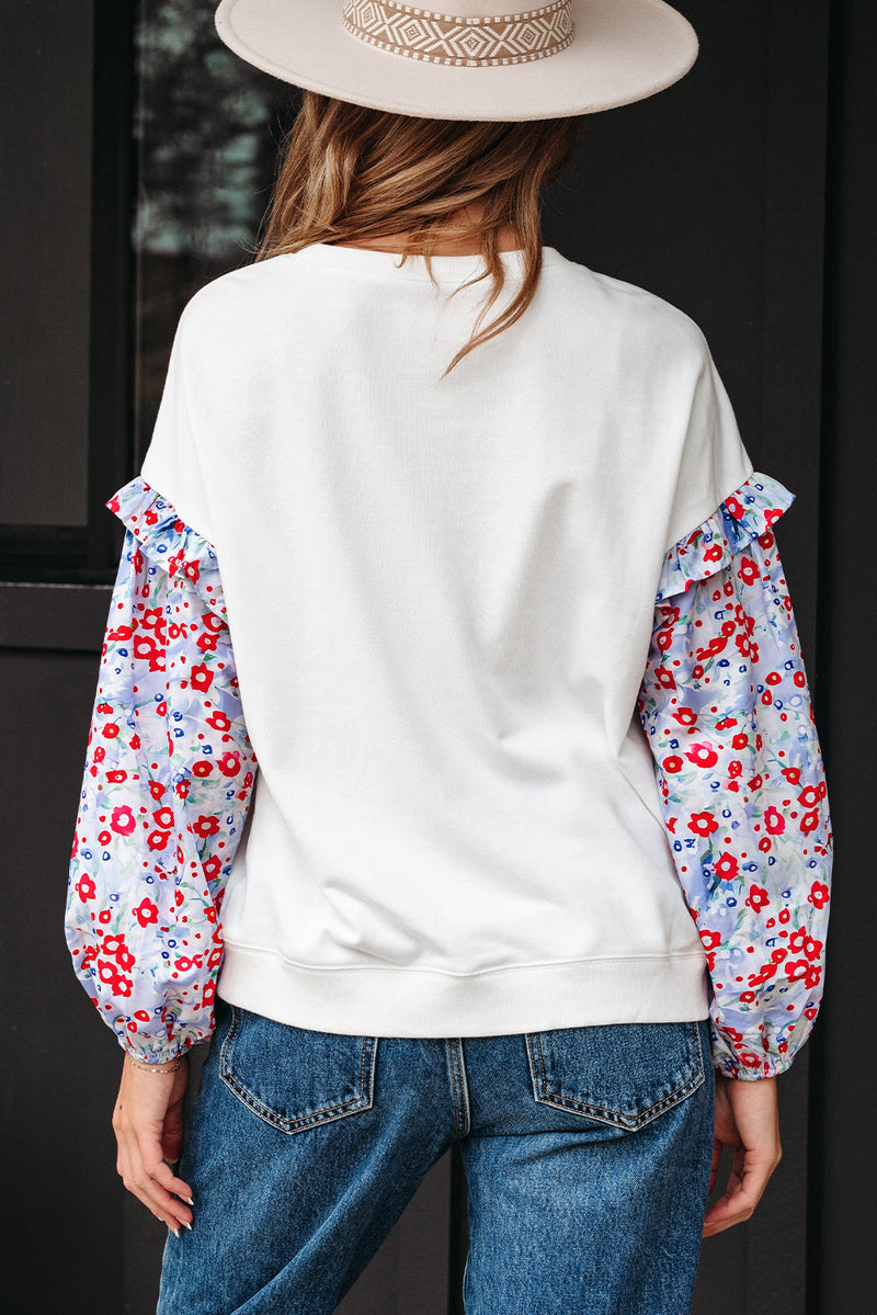 Isabel Floral Ruffled Balloon Sleeve Loose Blouse