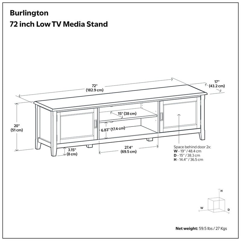 Burlington - Low TV Media Stand - Mahogany