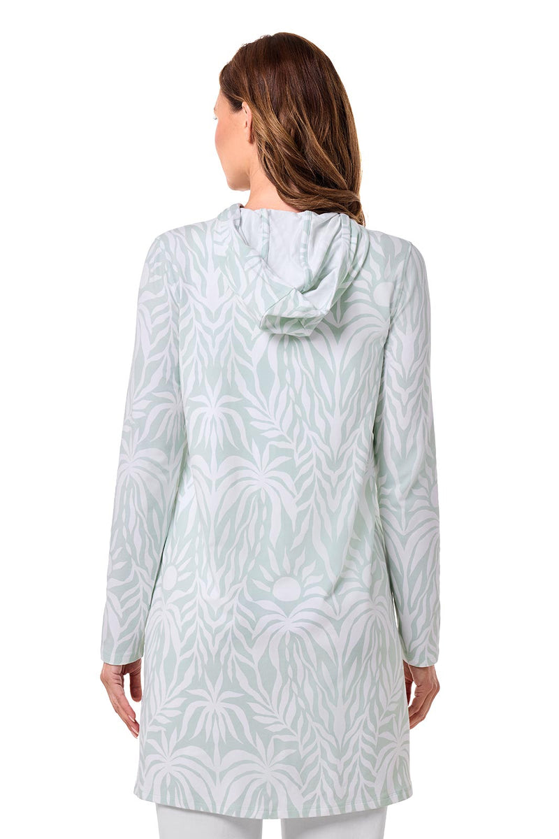 Women's Cabana Long Zip-Up Hoodie | Misty Aqua American Palm