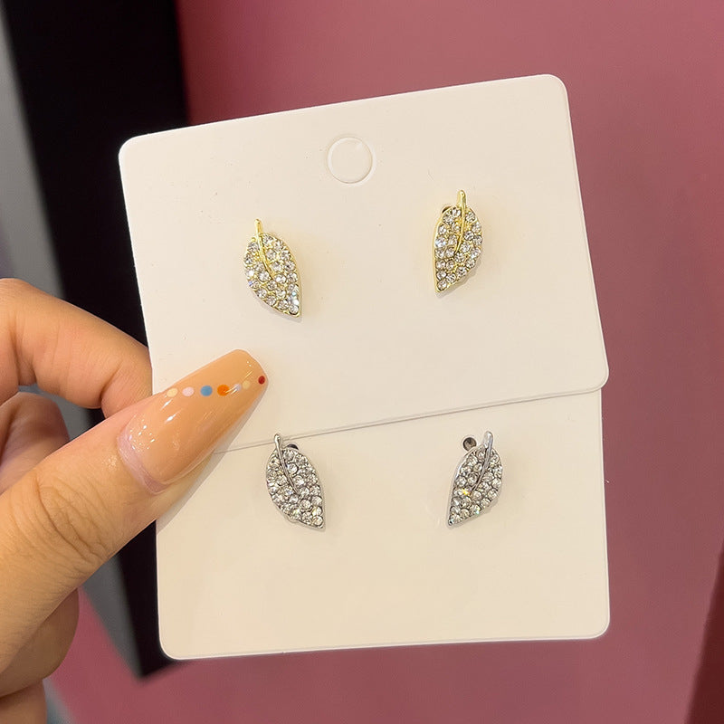Crystal Rhinestone Leaf Earrings