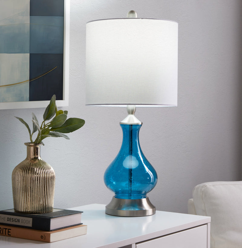 Jasmine 22" Seeded Glass Drum Shade Table Lamp