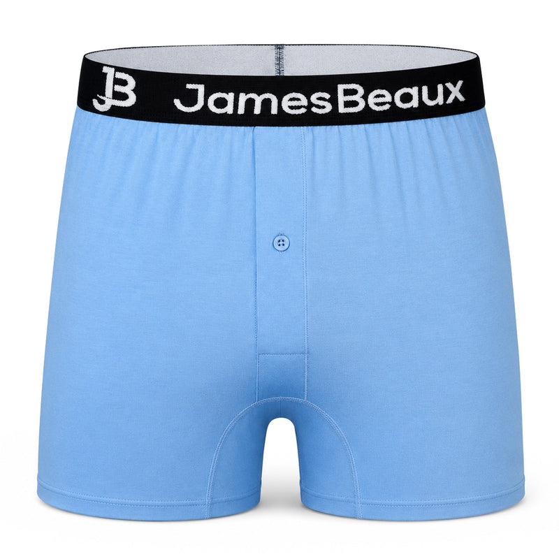 Men's Bamboo Boxer Shorts - Anti-Chafe & Breathable Underwear (Blue)