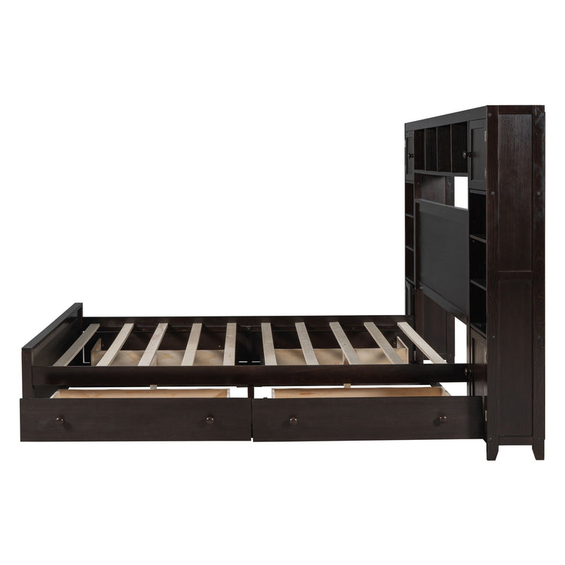 Bed With All In One Cabinet, Shelf And Sockets