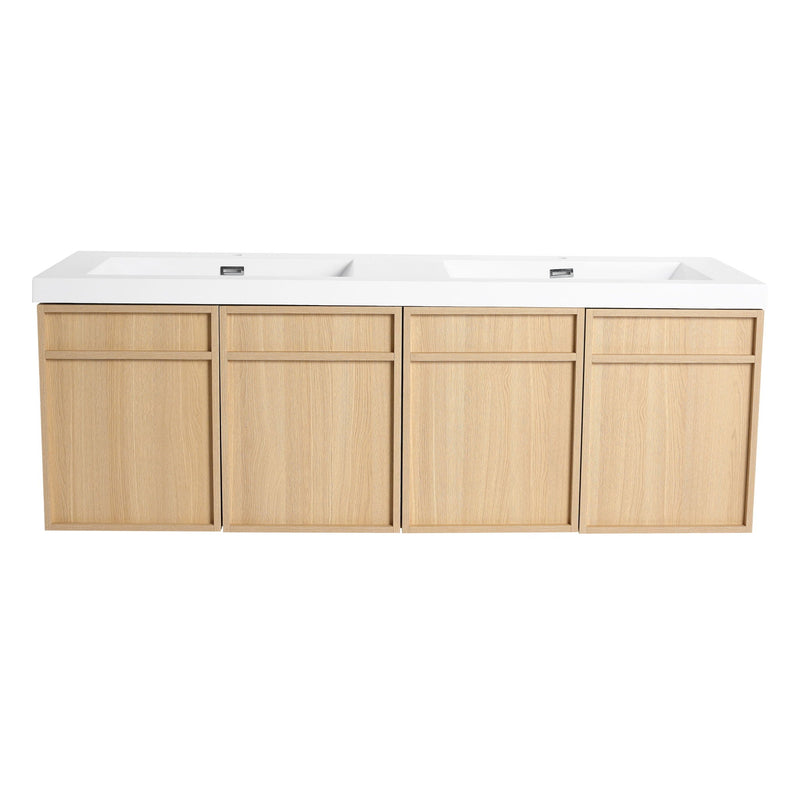 Wall-Mounted Bathroom Vanity With Resin Sink And Soft Closing Doors