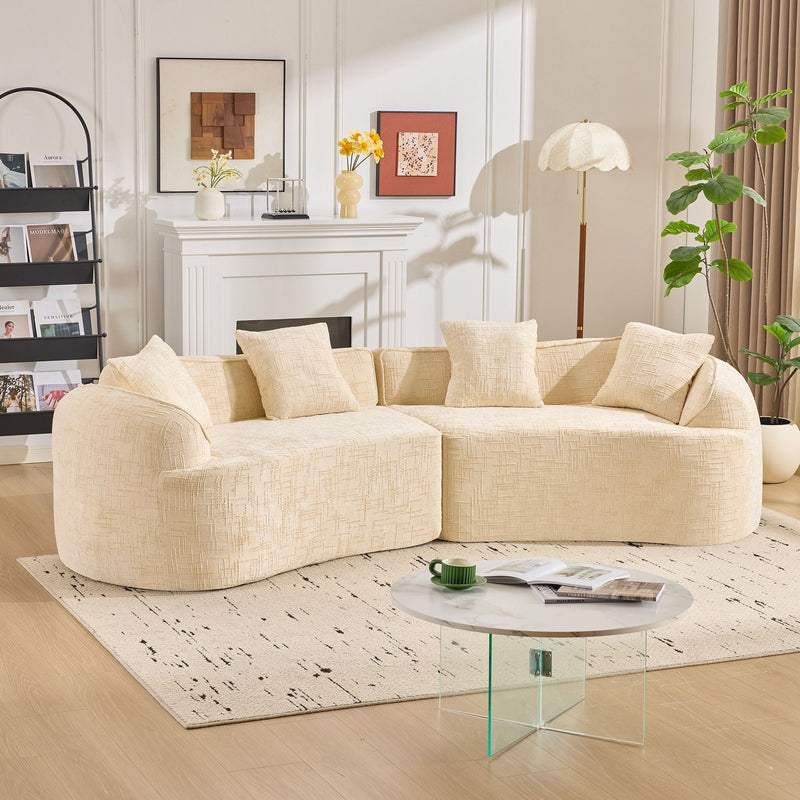 Curved Compressed Sofa, Nordic-Style Design For Living Room