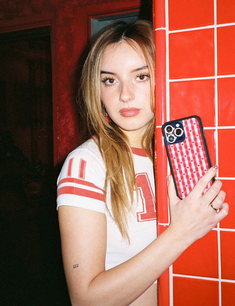 Gingham Hearts | Red iPhone Case