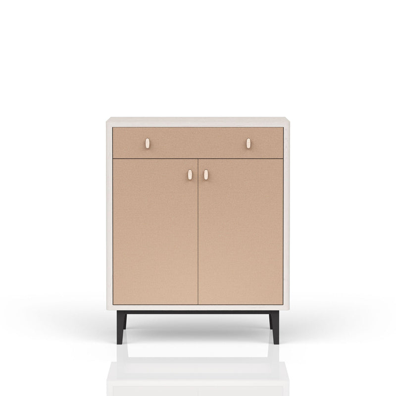 Bar Cabinet With Large Storage - White / Pecan