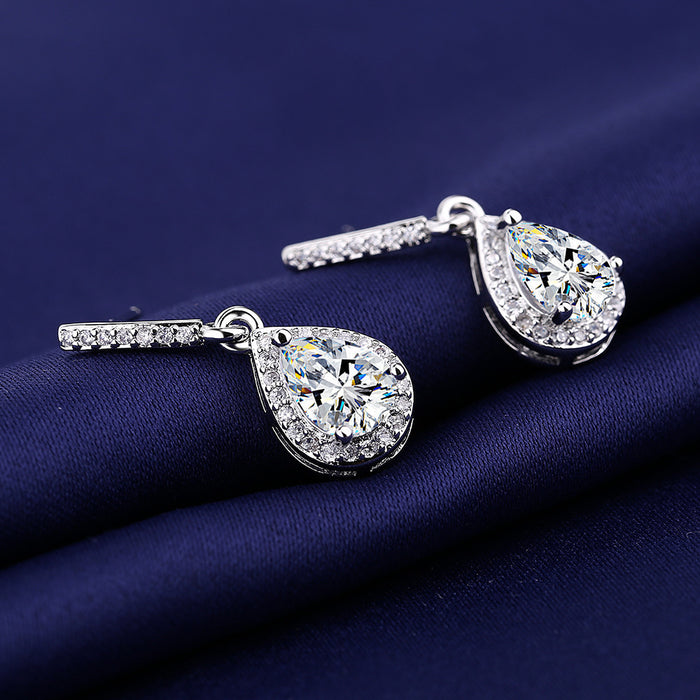 Fashion Drop Shape Ear Studs Micro Inlaid Zircon Earrings