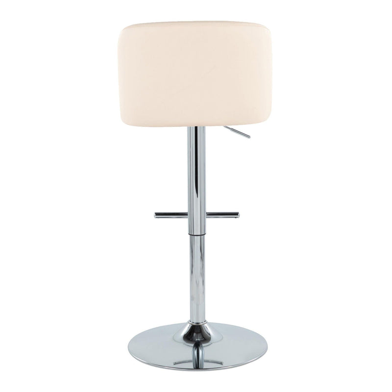 Toriano - Contemporary Adjustable Barstool With Swivel With Straight T Footrest (Set of 2) - Cream / Chrome