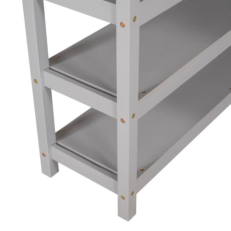 Loft Bed With Storage Shelves And Under Bed Desk