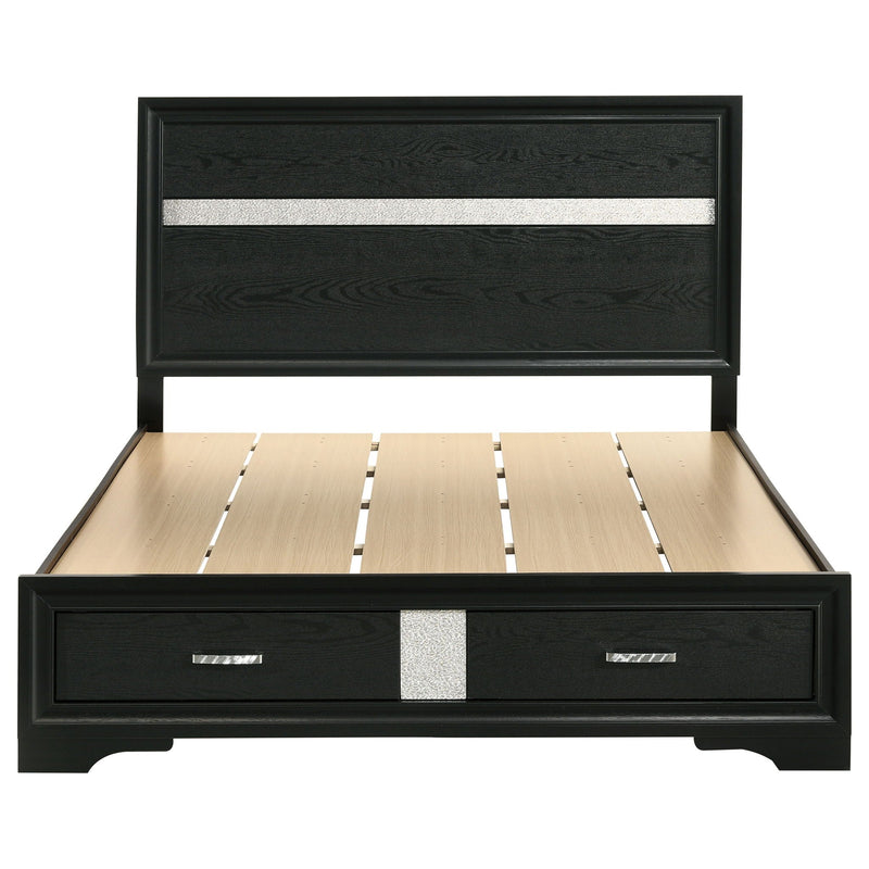 Miranda 51-inch Wood Queen Storage Panel Bed Black