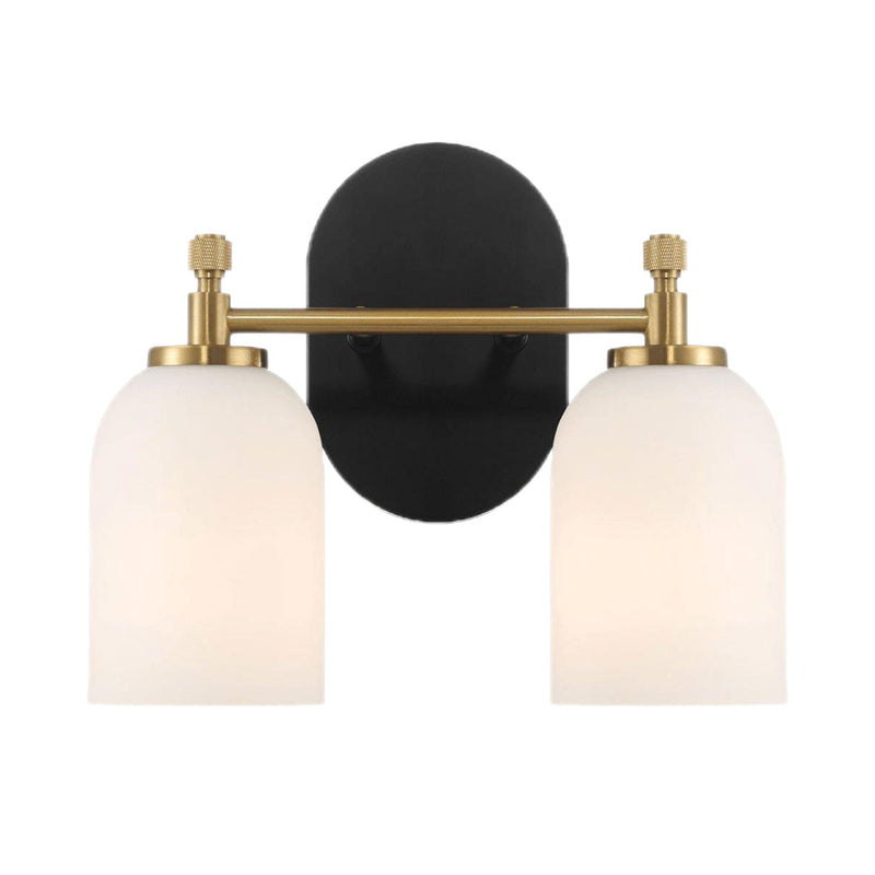 Vortex - 2 Lights Vanity In Style For Over Bathroom Mirror Wall Sconce - Black / Gold / White