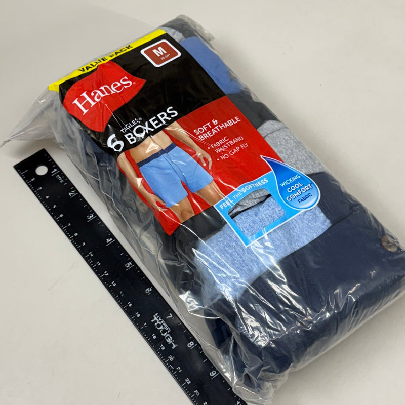 HANES (6 PACK) Men's Boxer Briefs Sz M 32-34" Black/Blue/Grey MKCB06