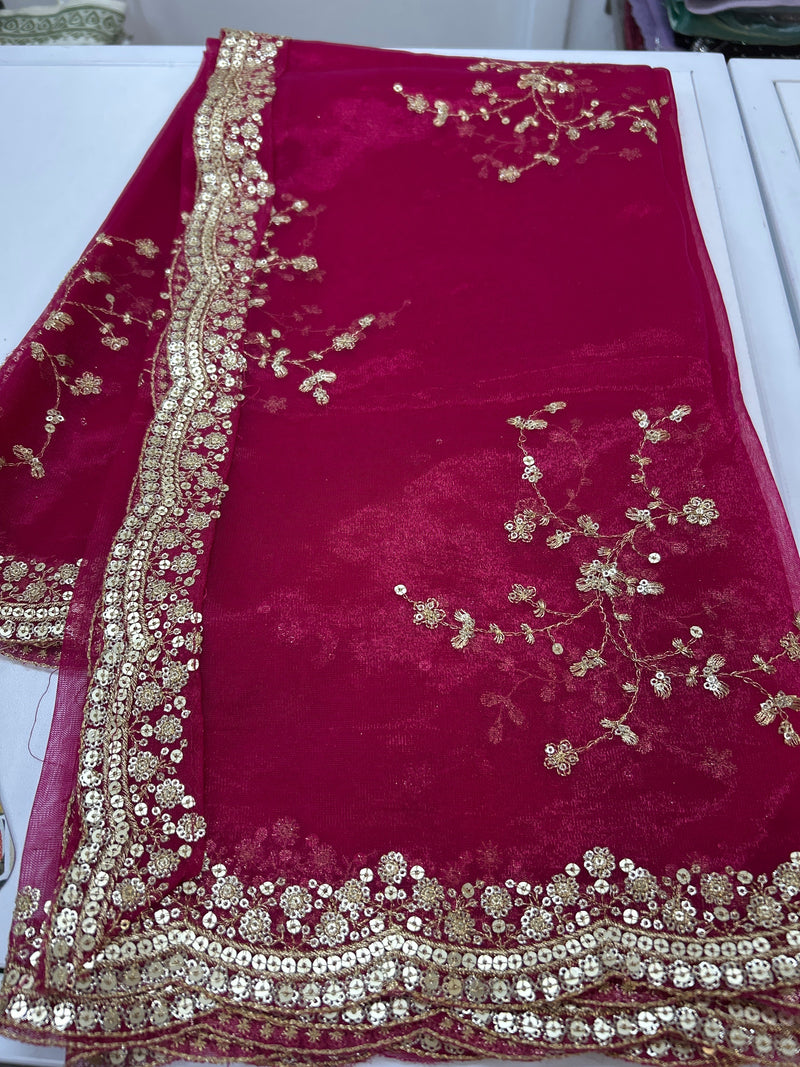 Tissue silk dupatta with sequin work