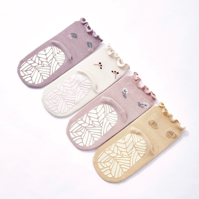New- Little Wonder Things- Organic- 4 Pairs of Stay-On Baby & Toddler Non-Slip Socks