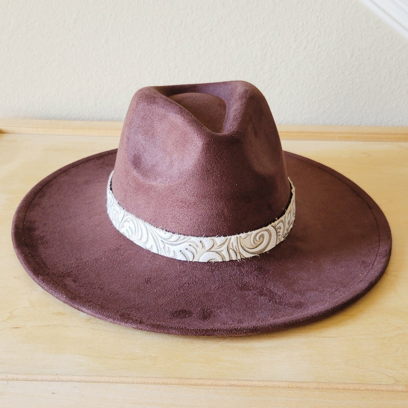 Sandy White Floral Embossed Leather Hat Band Only 951c