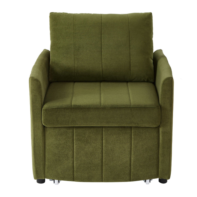 Upholstered Convertible Sleeper Sofa With 5 Position Backrest, Side Pockets, Storage