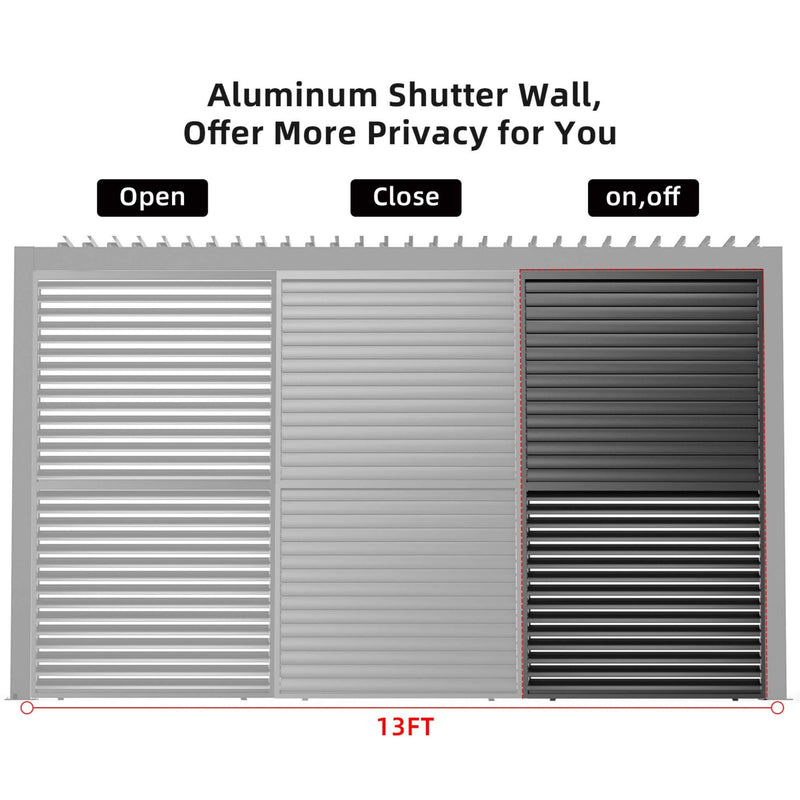 [04X07FT] Alora Premium Adjustable Aluminum Louvered Pergola With Side Wall Panel (SAK25458)