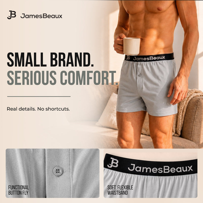 Men's Bamboo Boxer Shorts - Ultra-Soft & Breathable Underwear (Heather Gray)