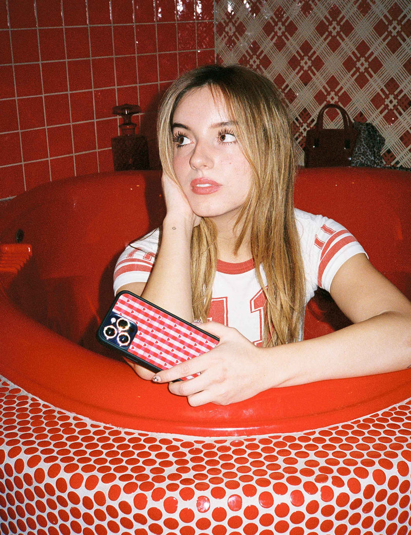 Gingham Hearts | Red iPhone Case