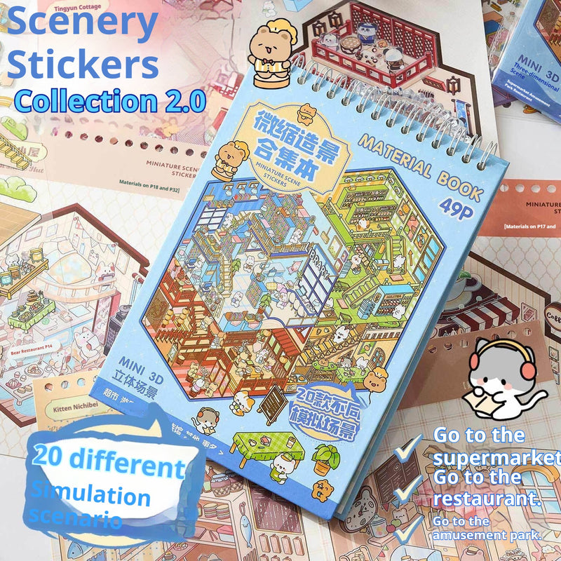 Creative 3D Miniature Cottage Diorama Sticker Set