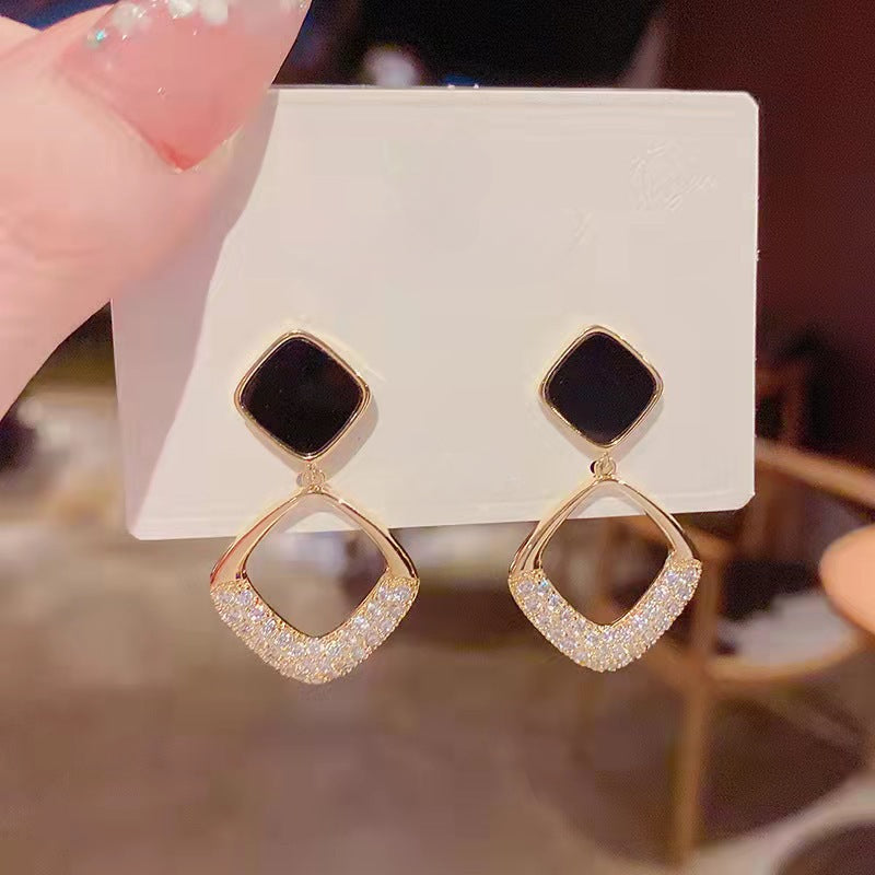Square Rhinestone Earrings for Women