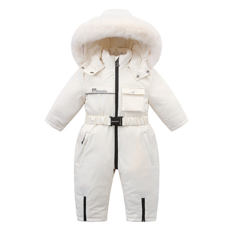 Autumn And Winter Fleece-lined Overalls Ski Suit For Children