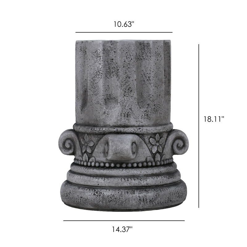 Outdoor End Table, Round Side Table For Patio And Garden - Antique Gray