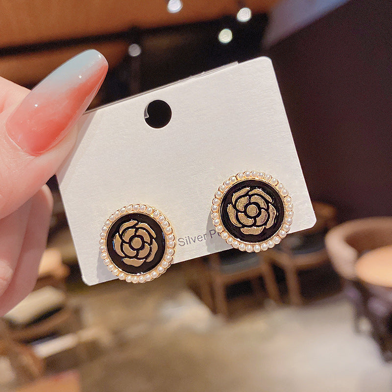 Pearl Rose Flower Earrings for Women